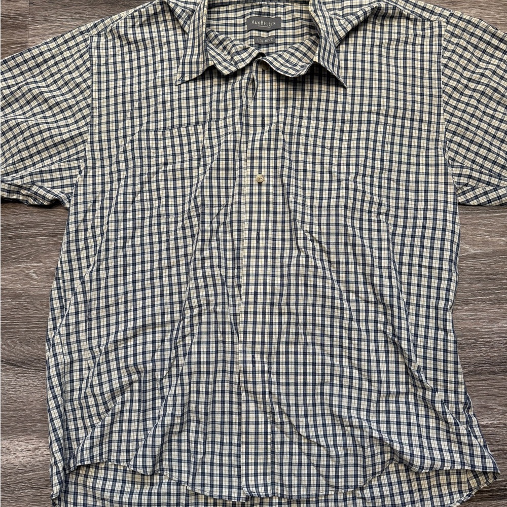 Van Heusen Men's Navy and White Plaid Shirt